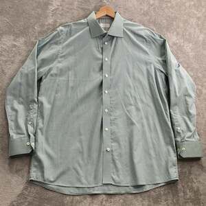 Eton Dress Shirt Mens 18 Green Gingham Check Contemporary Business Casual Preppy